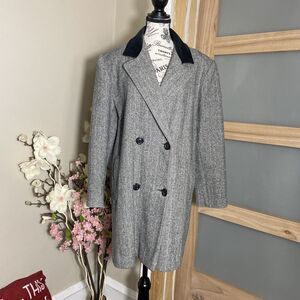 Vintage Style Dumas Women's Coat Gray Velvet Collar Double Breasted Business